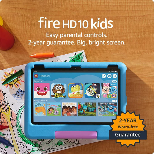 Fire HD 10 Kids Tablet (Newest Model) Ages 3-7 | Bright 10.1" HD Screen with Included Ad-Free and Exclusive Content, Robust Parental Controls, 13-Hr Battery, 32 GB, Blue
