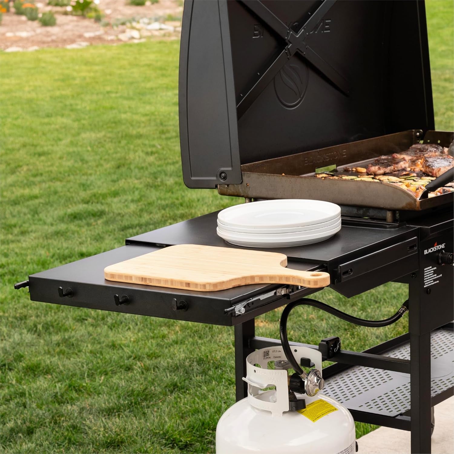 2322 Original 36" Griddle with X-Braced Hood and Omnivore Griddle Plate, Powder Coated Steel, Black