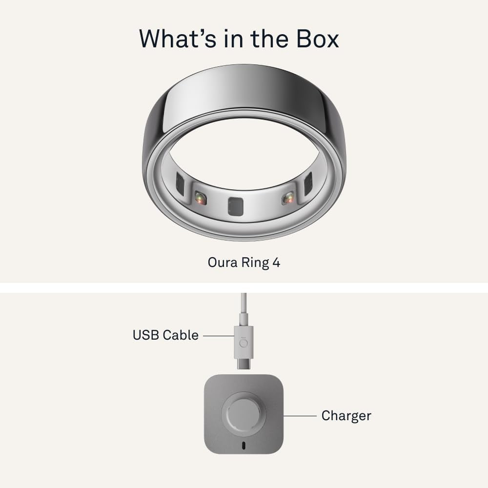 Ring 4 - Silver - Size 10 - Smart Ring - Size First with  Ring 4 Sizing Kit - Sleep Tracking Wearable - Heart Rate - Fitness Tracker - up to 8 Days of Battery Life