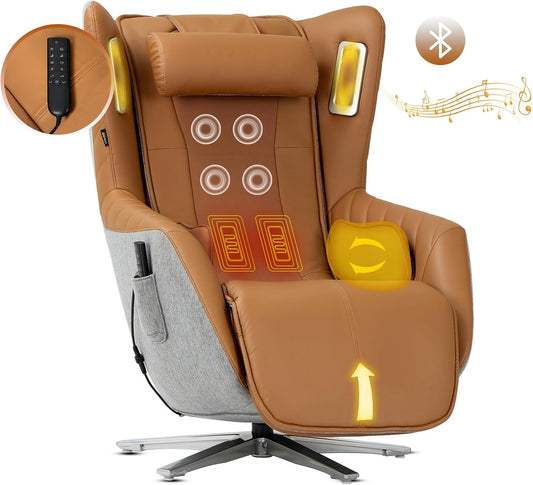 Zero-Gravity Massage Chair | Massage and Leisure Dual-Use Chair,360° Swivel,Heat, Low-Noise 3D Bluetooth Speaker | Living Room（Brown