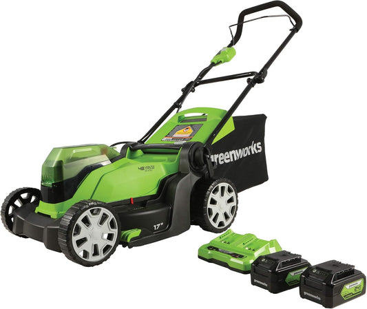 48V (2 X 24V) 17" Cordless (Push) Lawn Mower (125+ Compatible Tools), (2) 4.0Ah Batteries and Dual Port Rapid Charger Included