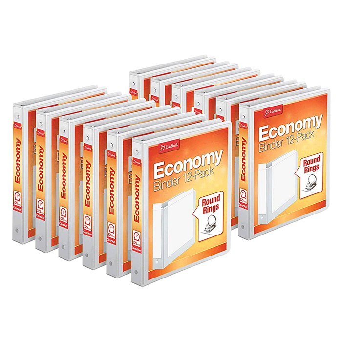 3-Ring Binders - 1in - White - 12ct