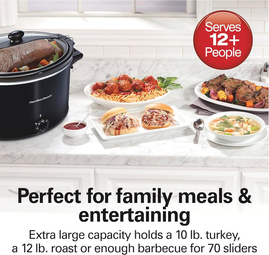 Slow Cooker, Extra Large 10 Quart, Stay or Go Portable with Lid Lock, Dishwasher Safe Crock, Black (33195)