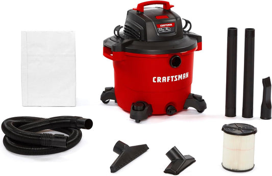 CMXEVBE17595 16 Gallon 6.5 Peak HP Wet Dry Vac, Heavy-Duty Shop Vacuum Wet and Dry with Filter, Dust Bag, Hose and Attachments for Home Projects & Renovations