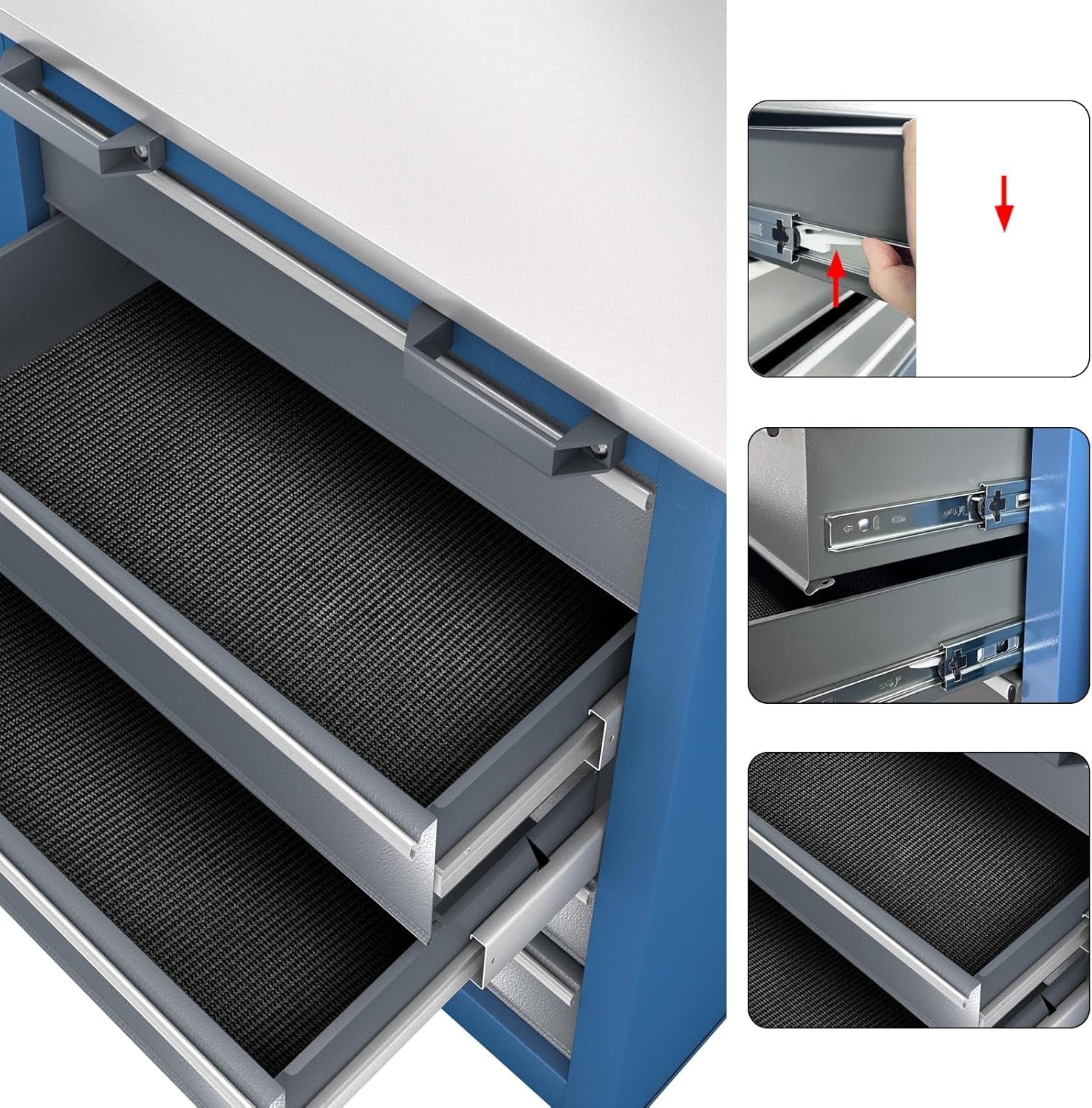 Combination Tool Chest,3 Different Types Tool Cabinets with Stainless Countertop,5-Drawer/7-Drawer/8-Drawer Rolling Tool Chest with Connected Buckle,Tool Cabinet with Wheels and Foot Pad