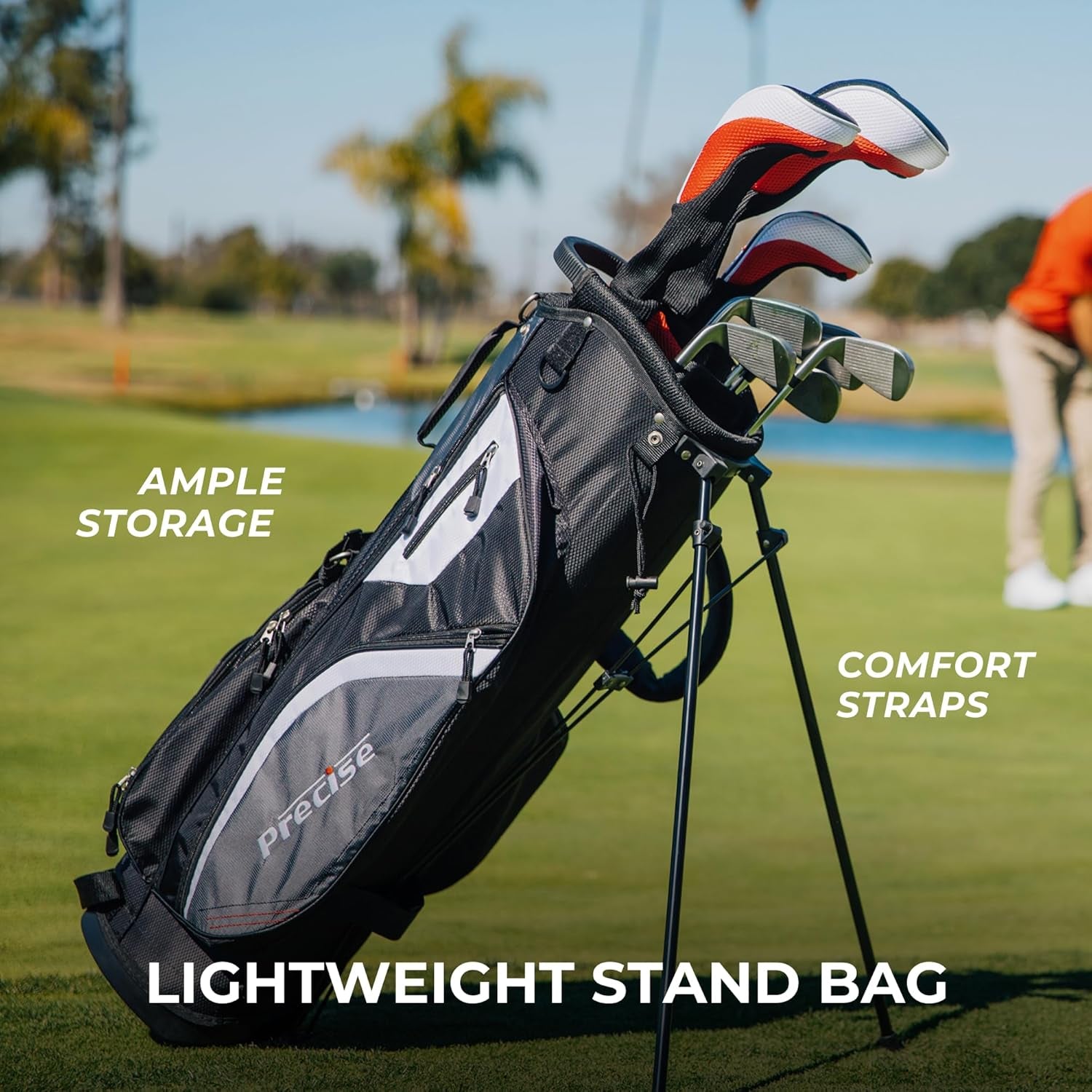 M5 Men'S Complete Golf Clubs Package Set Includes Titanium Driver, S.S. Fairway, S.S. Hybrid, S.S. 5-PW Irons, Putter, Stand Bag, 3 H/C'S