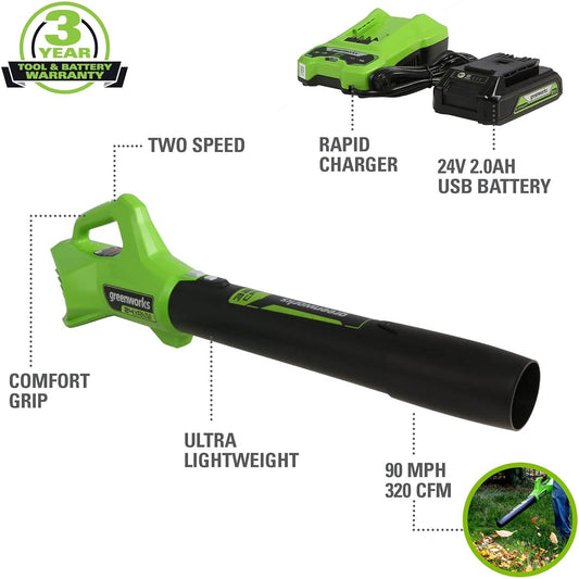 48V (2X24V) 5-Piece Garden Tool Set: 20" Push Mower, 12" String Trimmer, 320CFM Leaf Blower, 12" Chainsaw, 22" Hedge Trimmer - 3 Batteries, 2 Chargers, 3-Year Warranty
