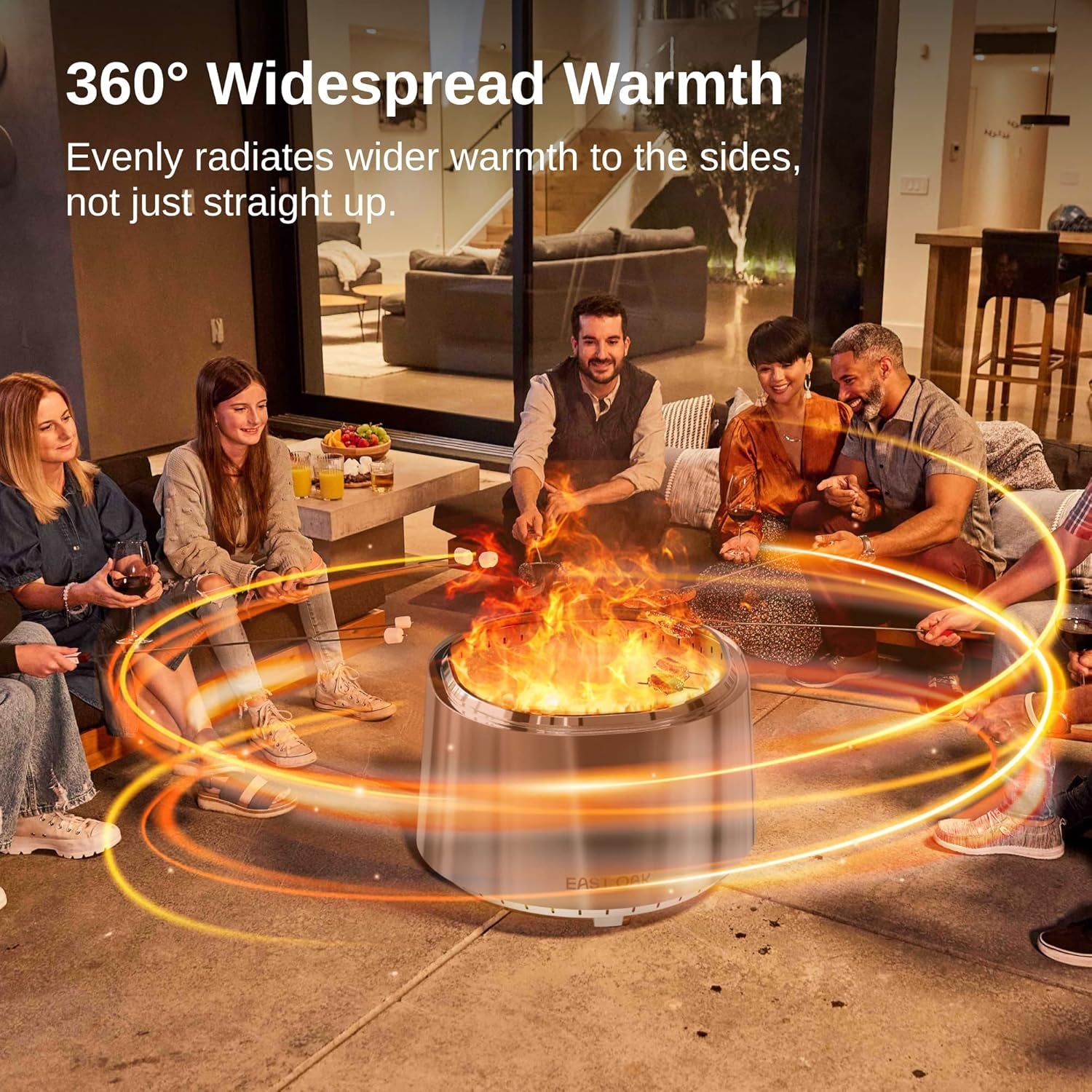 Camber Smokeless Fire Pit 29", Stainless Steel Fire Pits for outside Large Wood Burning Firepit with Poker & Removable Ash Pan, Portable Bonfire Pit for Patio, Backyard, Chisel Steel