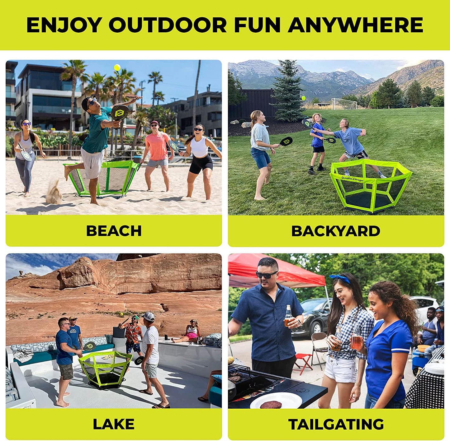 Pickleball Yard Game as Seen on Shark Tank - Beach, Backyard, Tailgate & Lawn, Outdoor Activities for Adults and Family - Easy Assembly