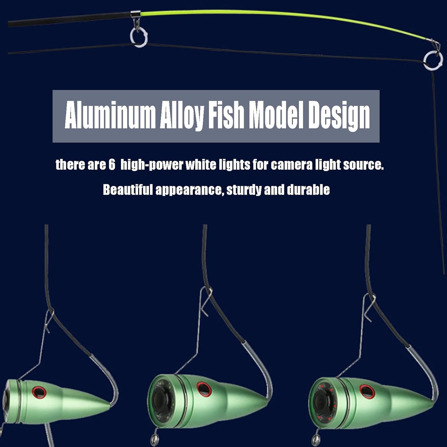 Fish Finder Kit, Underwater Fishing Camera with 4.3'' Display, Portable Video Fish Finder, Led Brightness Adjustment, Aluminum Alloy 165° View Fish Model Camera, for Lake Fishing