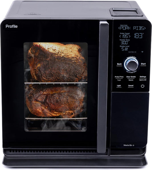 ™ Smart Indoor Pellet Smoker, with Active Smoke Filtration, 5 Smoke Control Settings, Wifi Connected, Electric, Countertop BBQ Appliance, Black