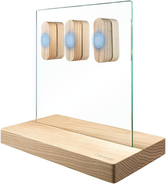 Damashiro Emperor Knife Block (Hikari, 7 Piece Set) - Premium Japanese Steel Knife Set with Tempered Glass - Magnetic Knife Holder - Professional Knife Set in Damascus Design