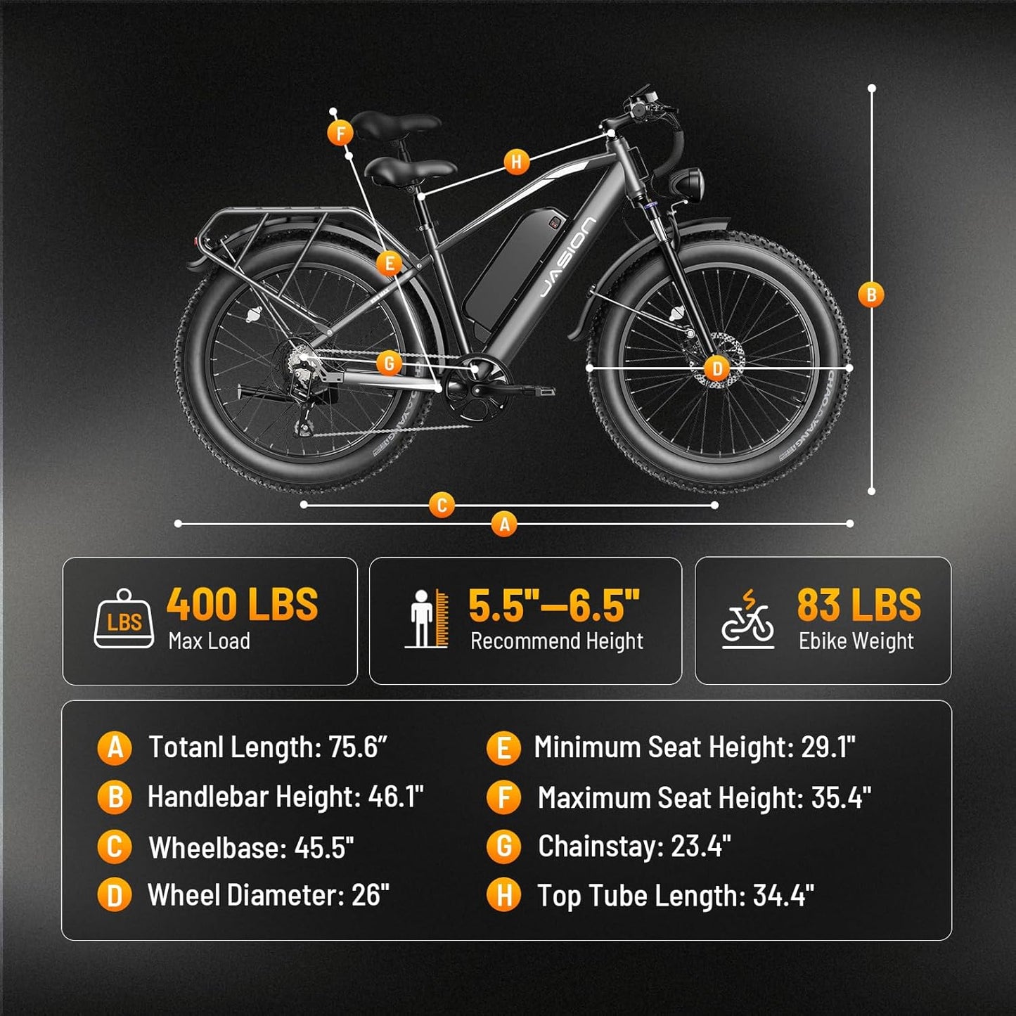 EB5 MAX Electric Bike for Adults with 1500W Peak Motor, 48V 15Ah (720Wh) Battery Electric Mountain Bike, 26'' X 4'' Fat Tire Ebike, 28+MPH Speed, Cruise Control, with Fenders, Rear Rack