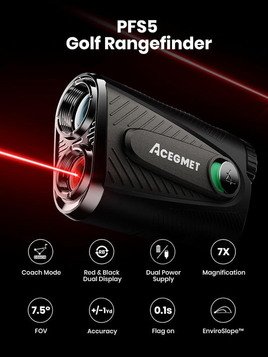 Golf Rangefinder with Slope - 1300 Yards Laser Range Finder with Coach Mode, Golf Scope Distance Finder 7X Magnification 0.1S Flag Pole Locking Vibration Magnetic USB-C Rechargeable